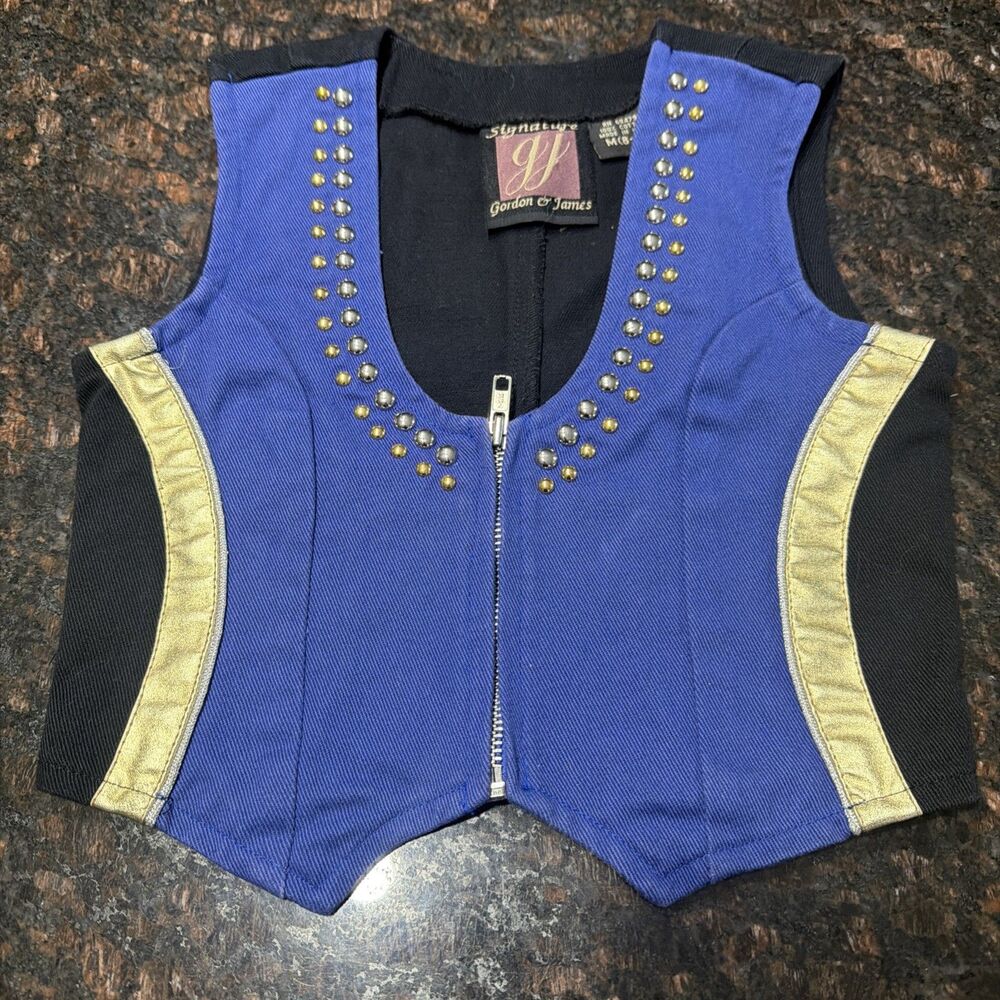 Gordon & James Signature ︱Womens ︱Multi-Colored Vest︱Gold/Silver Studded︱XS/S